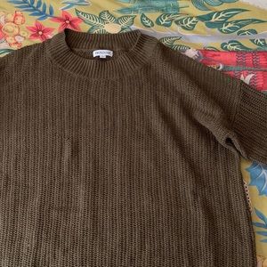 Green open knit sweater